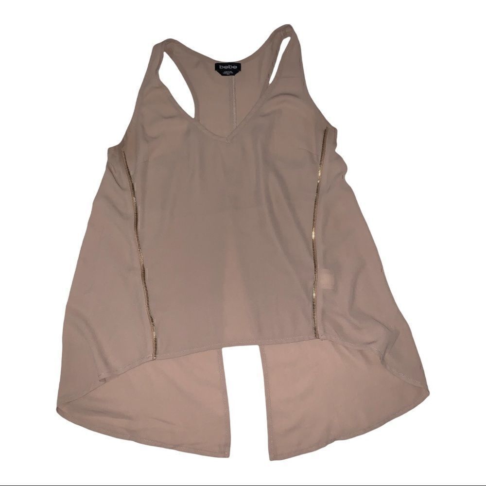 Bebe zipper tan neutral top